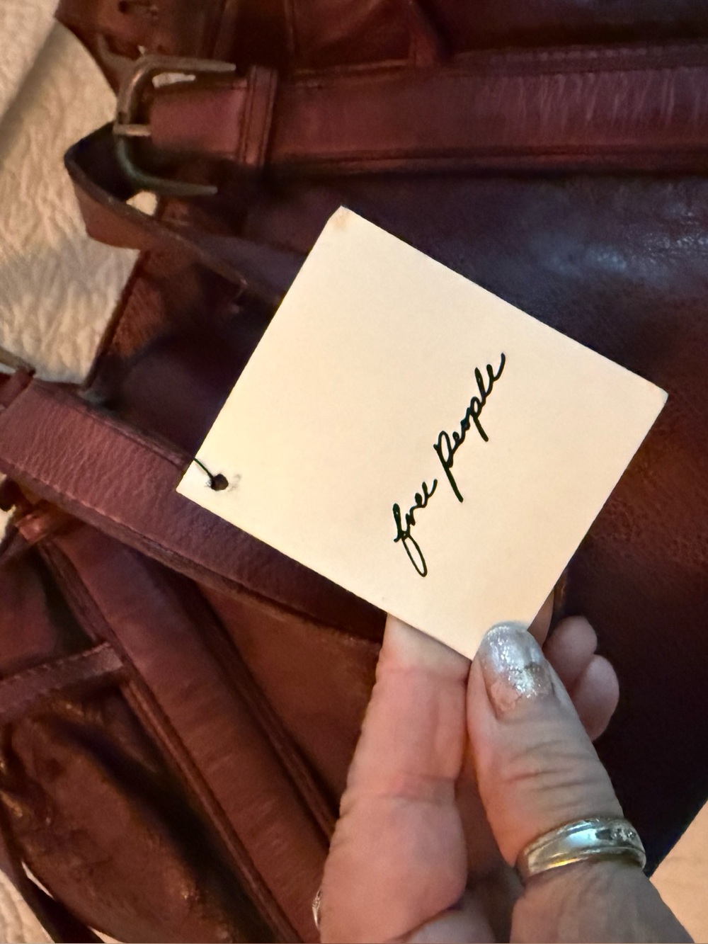 Free People cohpenhage redBrown Leather Tote with Adjustable Straps